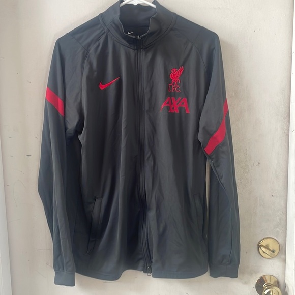 NIKE FC LIVERPOOL 2020/21 AXA STRIKE FULL ZIP TOP JACKET MENS SIZE M GRAY RED - Picture 1 of 9